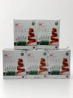 NEW 5 Boxes - GE String-A-Long 300-Count Clear Incandescent Miniature Christmas